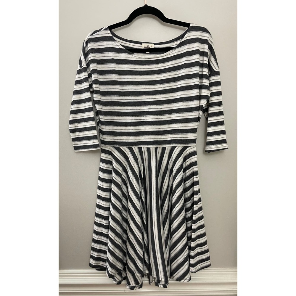 Anthropologie Black and White Striped Long Sleeve Dress - Picture 2 of 4